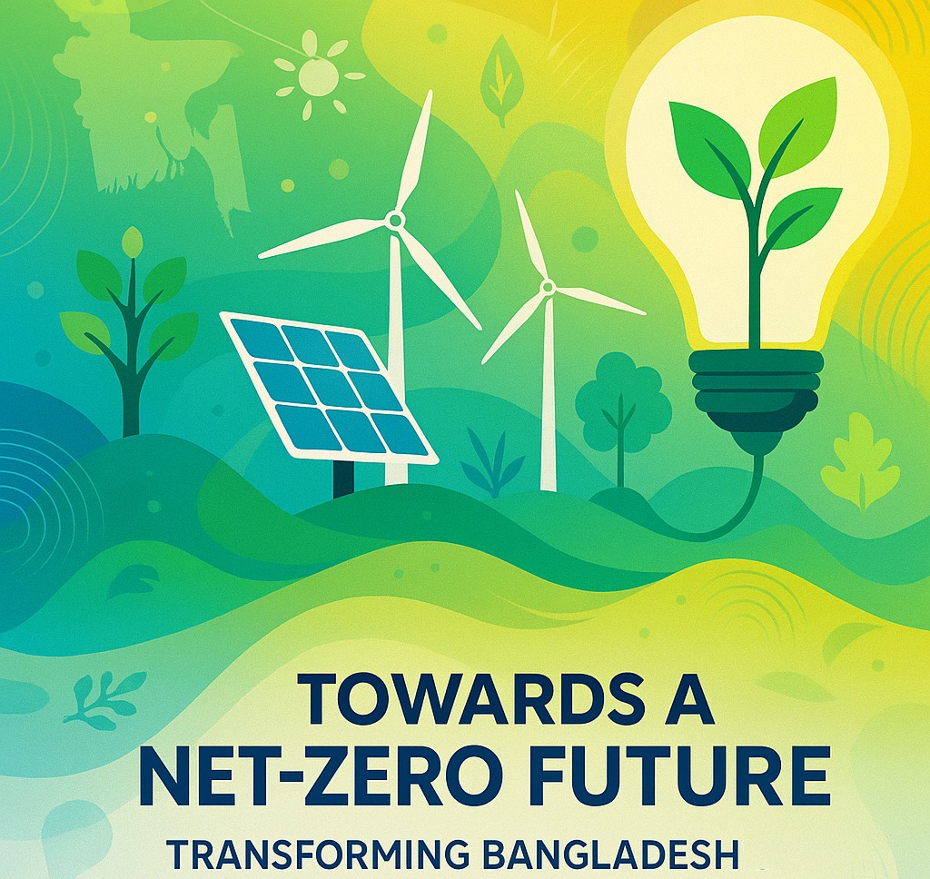 Illustration representing a sustainable and net-zero future for Bangladesh